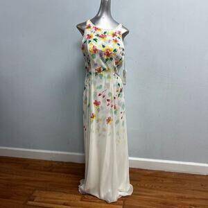 Anne French Maxi Floral Dress Vintage Sleeveless Gown Cute New With Tags Size 8